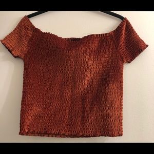 NWT Forever 21 Velvet Cropped Top (Smocked)